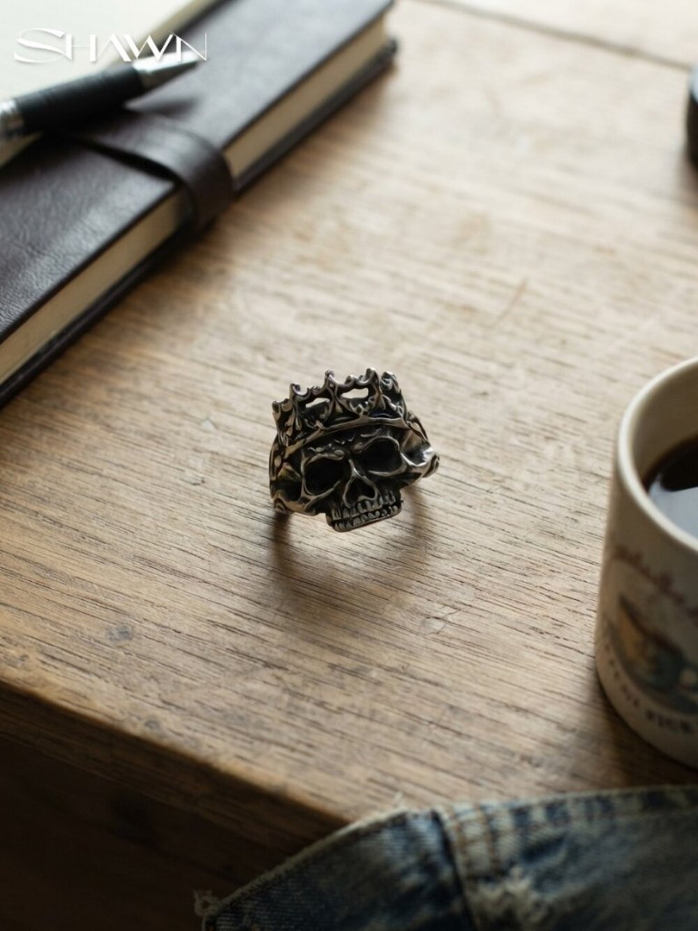 Mens Crown Skull Gothic Biker Ring Size 12